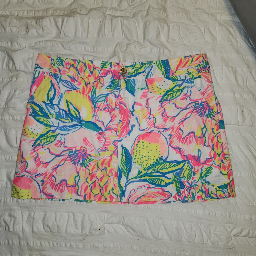 Lilly PULITZER Nikki Tiki Pink Vibrant Floral Women's Pencil Skirt With Pockets